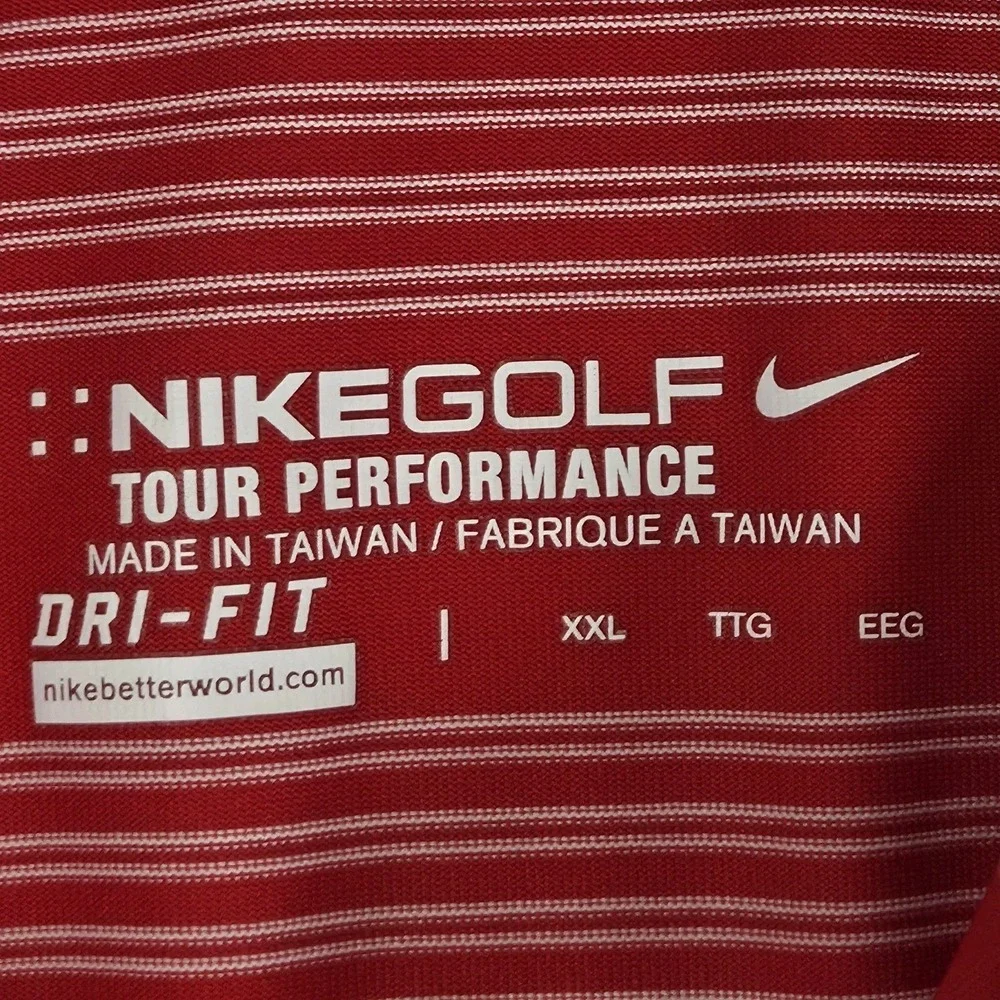 Nike Golf Minnesota Twins Dri Fit Men's 2XL Red Striped Polo Shirt MLB Baseball